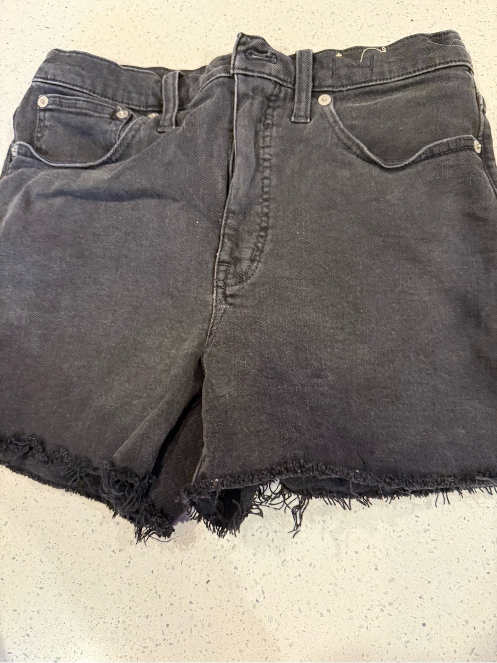 Madewell Black Frayed Hem Denim Shorts